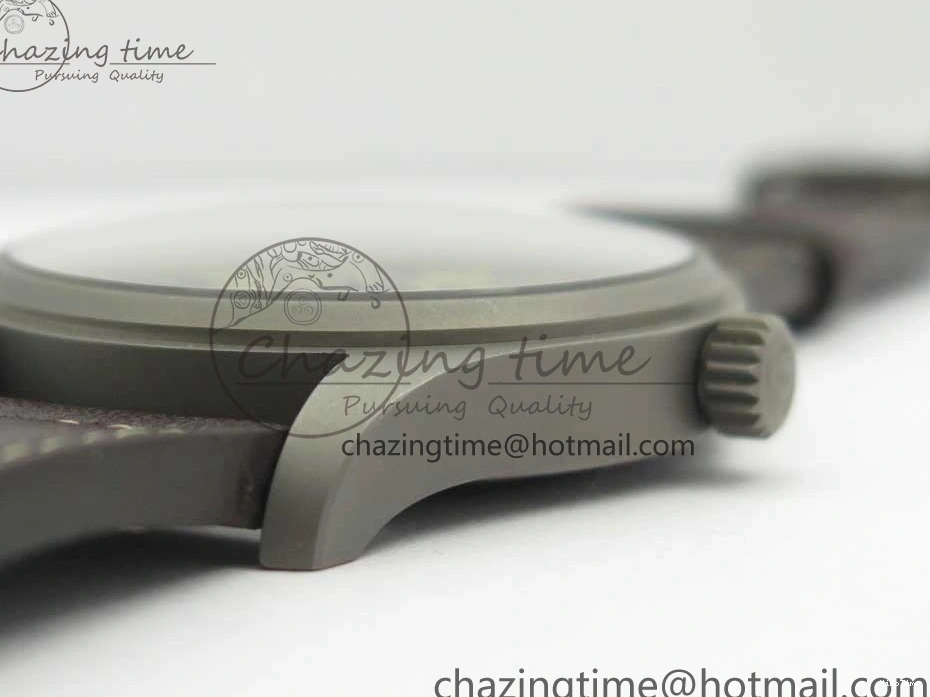MIROTIME 0504 SmartChoice Mark XVIII IW327006 Titanium M+F 1:1 Best Edition Black Dial on Brown Leather Strap A 7145